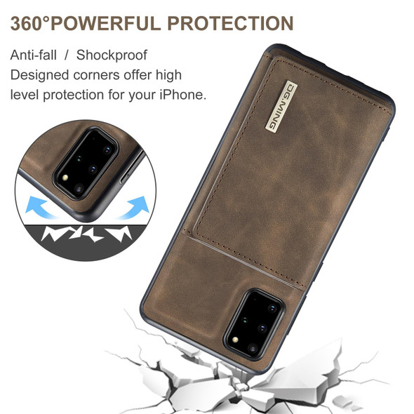 Samsung Galaxy S20+ DG.MING M1 Series 3-Fold Multi Card Wallet + Magnetic Back Cover Shockproof Case with Holder Function(Coffee)