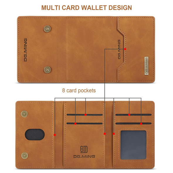 Samsung Galaxy S20 Ultra DG.MING M2 Series 3-Fold Multi Card Bag + Magnetic Back Cover Shockproof Case with Wallet & Holder Function(Brown)