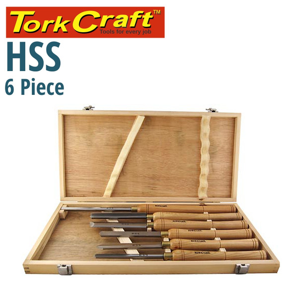 CHISEL SET WOOD TURNING HSS 6 PIECE WOODEN CASE