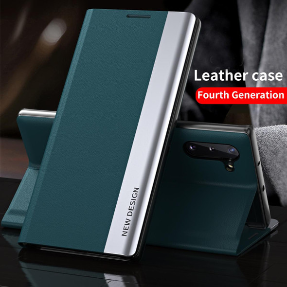 Samsung Galaxy A52 5G / 4G Side Electroplated Magnetic Ultra-Thin Horizontal Flip Leather Case with Holder(Green)