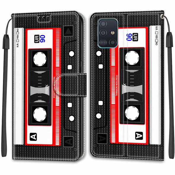 Samsung Galaxy A51 Voltage Colored Drawing Magnetic Clasp Horizontal Flip PU Leather Case with Holder & Card Slots(C10 Black Red Tape)