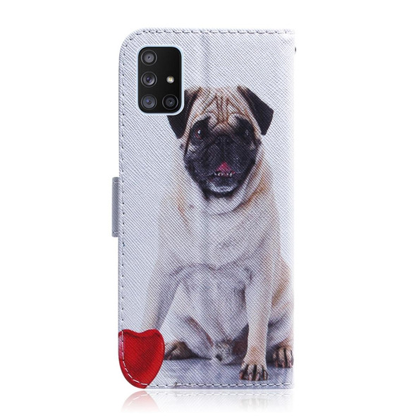 Samsung Galaxy A71 5G Colored Drawing Horizontal Flip Leather Case with Holder & Card Slot & Wallet(Pug)