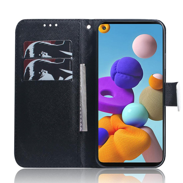 Samsung Galaxy A21s Colored Drawing Horizontal Flip Leather Case with Holder & Card Slot & Wallet(Panda)