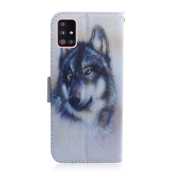 Samsung Galaxy A51 5G Colored Drawing Horizontal Flip Leather Case with Holder & Card Slot & Wallet(White Wolf)