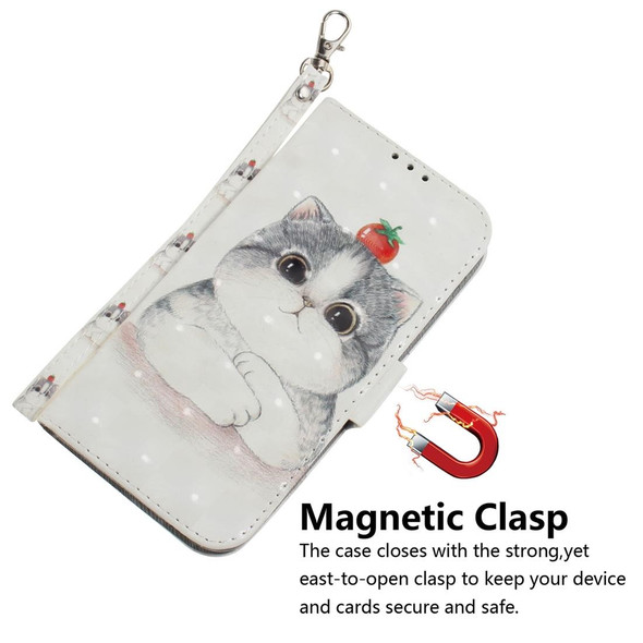 Samsung Galaxy A21s 3D Painted Pattern Magnetic Attraction Horizontal Flip Leather Case with Holder & Card Slot & Wallet & Lanyard(Cute Cat)