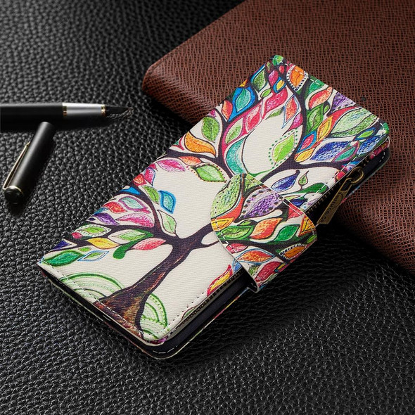 Samsung Galaxy Note 10 Colored Drawing Pattern Zipper Horizontal Flip Leather Case with Holder & Card Slots & Wallet(Tree)