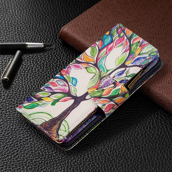 Samsung Galaxy S20 Ultra Colored Drawing Pattern Zipper Horizontal Flip Leather Case with Holder & Card Slots & Wallet(Tree)