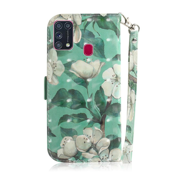 Galaxy M31 3D Colored Drawing Horizontal Flip Leather Case with Holder & Card Slot & Wallet & Lanyard(Watercolor Flowers)