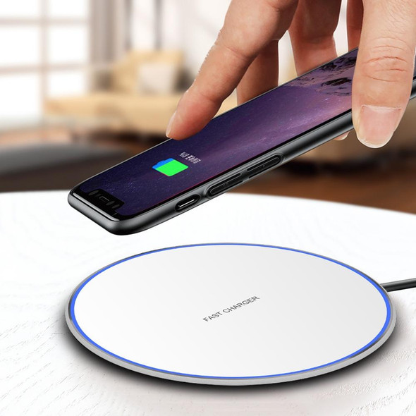 15W Metal Round Wireless Charger Smart Fast Charge( Red + Black Surface)