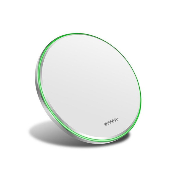 15W Metal Round Wireless Charger Smart Fast Charge(Mirror White)