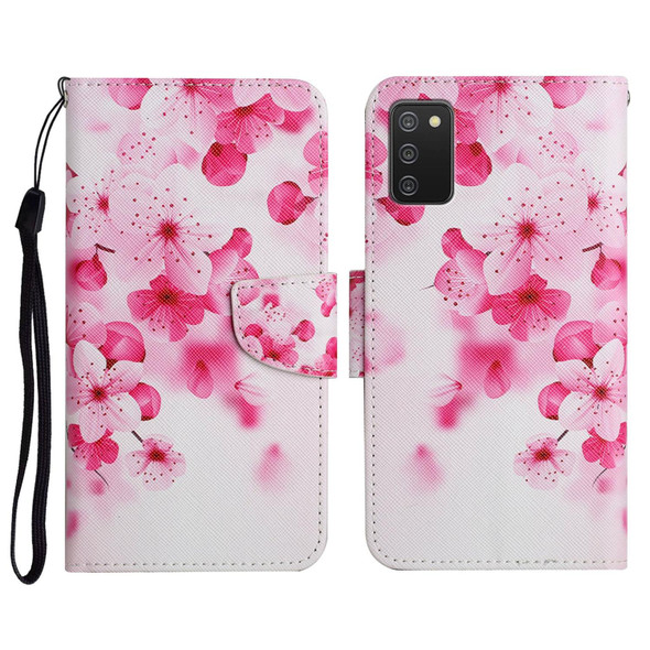 Samsung Galaxy A03s 164mm Painted Pattern Horizontal Flip Leather Case with Holder & Card Slot & Wallet(Red Flower)