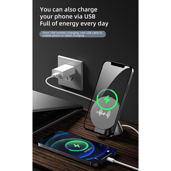 10W Multifunctional Universal Horizontal / Vertical Flash Charging Wireless Charger Bluetooth Speaker with USB Interface(Black)