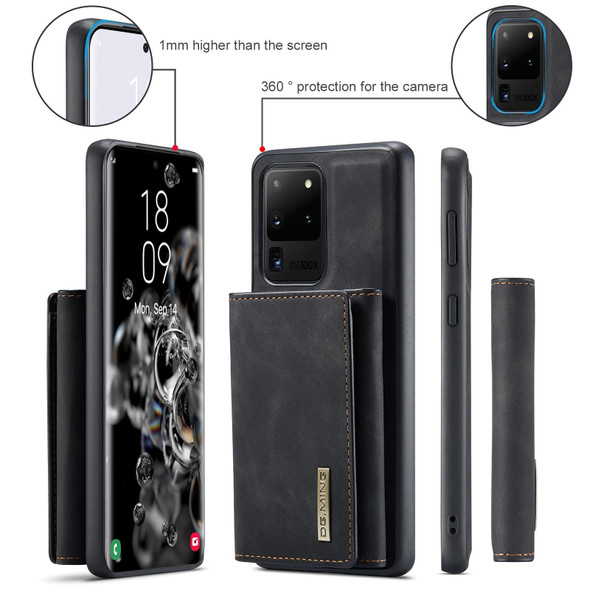 Samsung Galaxy S20 Ultra DG.MING M1 Series 3-Fold Multi Card Wallet + Magnetic Back Cover Shockproof Case with Holder Function(Black)