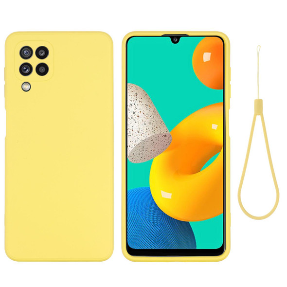 Samsung Galaxy M32 4G Indian Version Solid Color Liquid Silicone Dropproof Full Coverage Protective Case(Yellow)