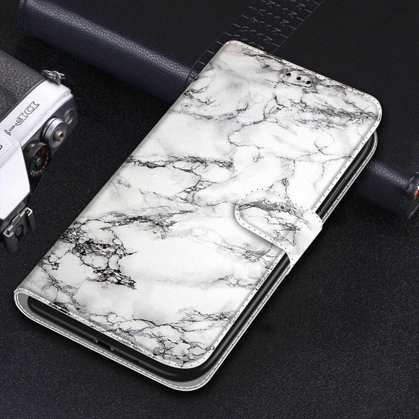 Huawei Y5 2019 / Honor 8S Voltage Colored Drawing Magnetic Clasp Horizontal Flip PU Leather Case with Holder & Card Slots(C01 White Marble)
