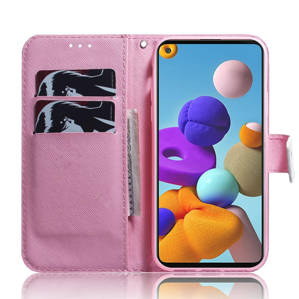 Samsung Galaxy A21s Colored Drawing Horizontal Flip Leather Case with Holder & Card Slot & Wallet(Magnolia Flower)