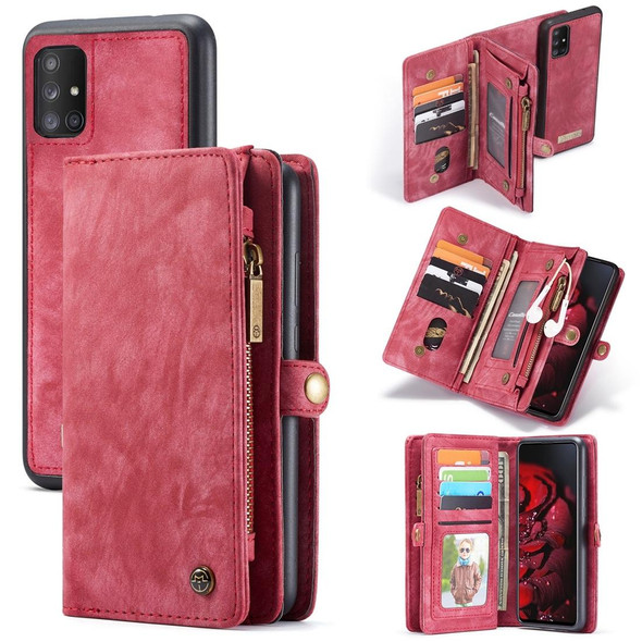 Galaxy A71 4G CaseMe-008 Detachable Multifunctional Horizontal Flip Leather Case with Card Slot & Holder & Zipper Wallet & Photo Frame(Red)