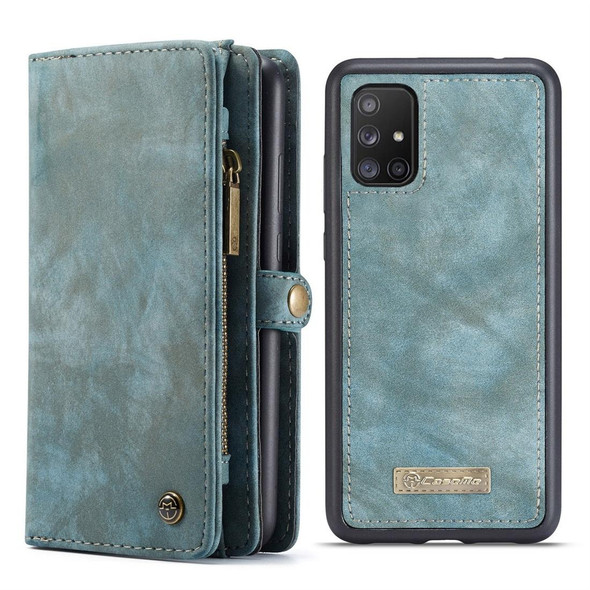 Galaxy A71 4G CaseMe-008 Detachable Multifunctional Horizontal Flip Leather Case with Card Slot & Holder & Zipper Wallet & Photo Frame(Blue)