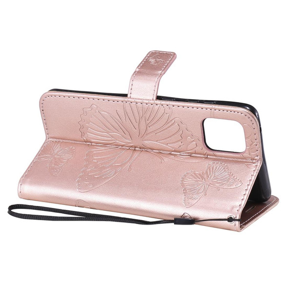 Galaxy A81 / M60s / Note10 Lite 3D Butterflies Embossing Pattern Horizontal Flip Leather Case with Holder & Card Slot & Wallet & Lanyard(Rose Gold)