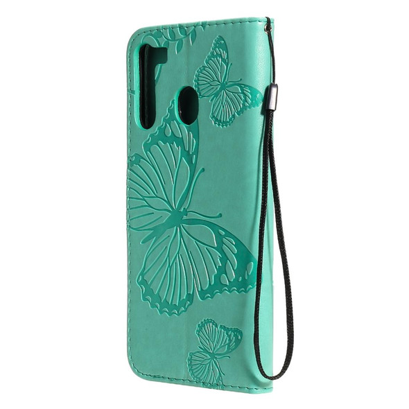 Galaxy A21 3D Butterflies Embossing Pattern Horizontal Flip Leather Case with Holder & Card Slot & Wallet & Lanyard(Green)