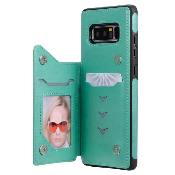 Galaxy Note8 Skull Head Embossing Pattern Shockproof Protective Case with Holder & Card Slots & Wallet(Green)