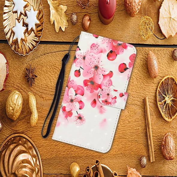 Galaxy A21 3D Colored Drawing Horizontal Flip Leather Case with Holder & Card Slot & Wallet(Red Flower)