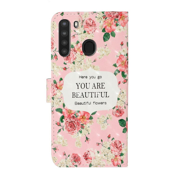 Galaxy A21 3D Colored Drawing Horizontal Flip Leather Case with Holder & Card Slot & Wallet(Rose Flower)