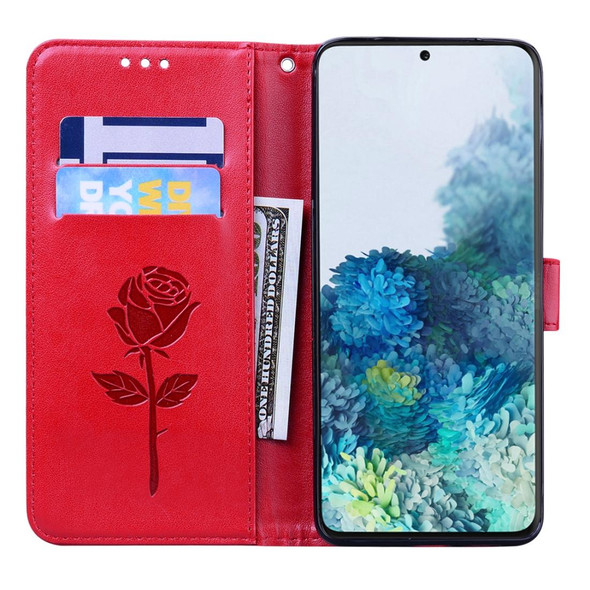 Galaxy S20 Plus Rose Embossed Horizontal Flip PU Leather Case with Holder & Card Slots & Wallet(Red)