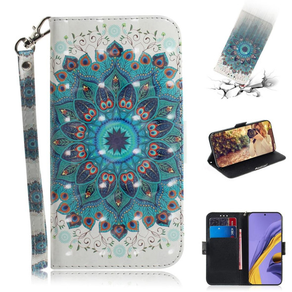 Galaxy A51 3D Formula Pattern Magnetic Attraction Horizontal Flip Leather Case with Lanyard, Support Holder & Card Slot & Wallet(Peacock Wreath)