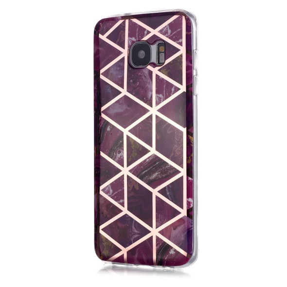 Galaxy S7 Plating Marble Pattern Soft TPU Protective Case(Purple)