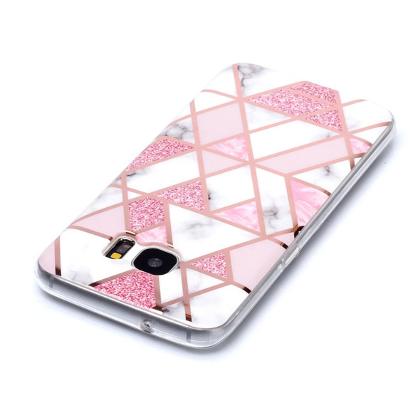 Galaxy S7 Plating Marble Pattern Soft TPU Protective Case(Pink)