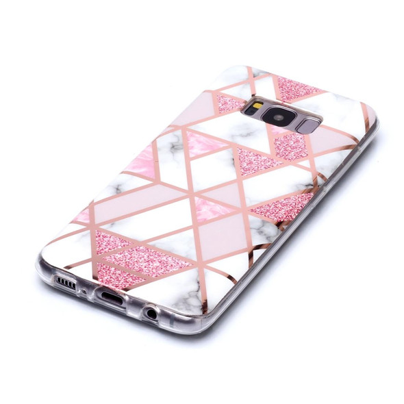 Galaxy S8+ Plating Marble Pattern Soft TPU Protective Case(Pink)
