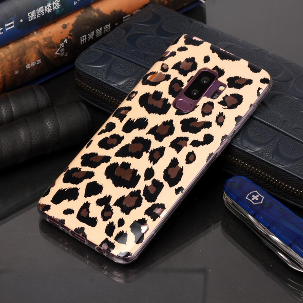 Galaxy S9+ Plating Marble Pattern Soft TPU Protective Case(Leopard)