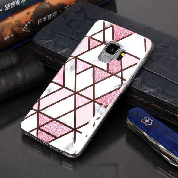 Galaxy S9 Plating Marble Pattern Soft TPU Protective Case(Pink)