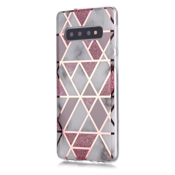 Galaxy S10 Plating Marble Pattern Soft TPU Protective Case(Pink)