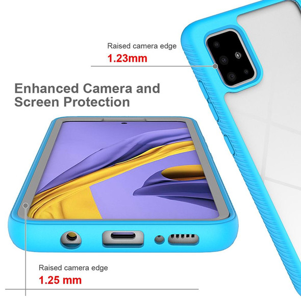 Galaxy A51 Two-layer Design Shockproof PC + TPU Protective Case(Light Blue)