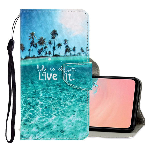 Galaxy A71 3D Colored Drawing Horizontal Flip PU Leather Case with Holder & Card Slots & Wallet(Coconut Tree)