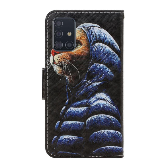 Galaxy A71 3D Colored Drawing Horizontal Flip PU Leather Case with Holder & Card Slots & Wallet(Down Jacket Cat)