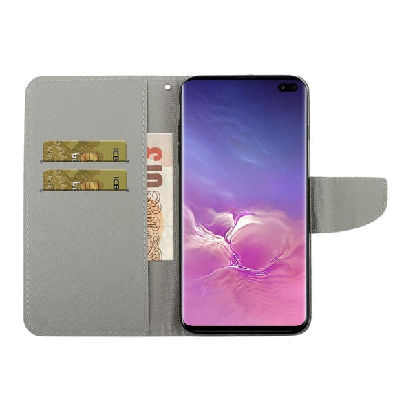 Galaxy S10 Plus 3D Colored Drawing Horizontal Flip PU Leather Case with Holder & Card Slots & Wallet(Red Flower)