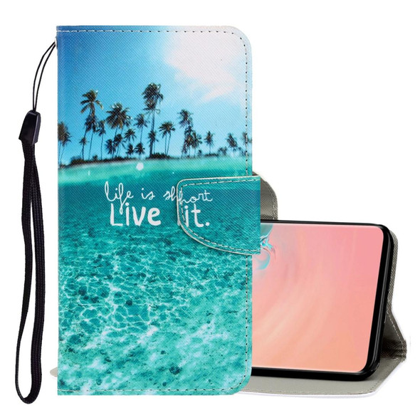 Galaxy S10 3D Colored Drawing Horizontal Flip PU Leather Case with Holder & Card Slots & Wallet(Coconut Tree)