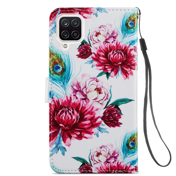 Samsung Galaxy A12 Painted Pattern Horizontal Flip Leather Case with Holder & Card Slots & Photo Frame(Peacock Flower)