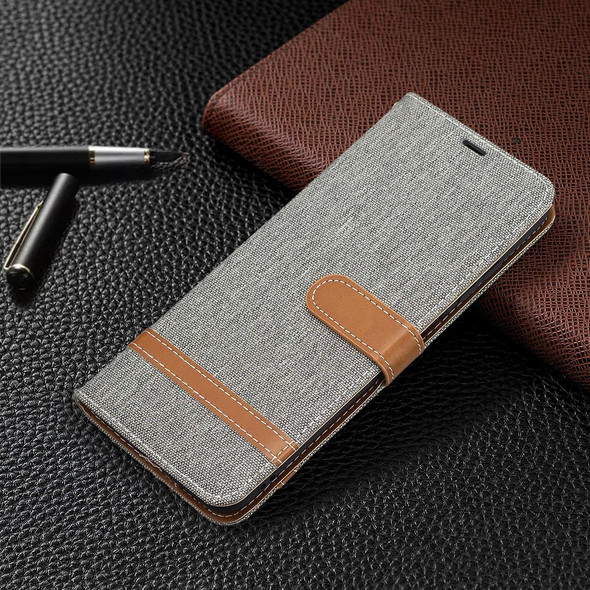 Samsung Galaxy A03s 164mm Color Matching Denim Texture Horizontal Flip Leather Case with Holder & Card Slots & Wallet & Lanyard(Grey)