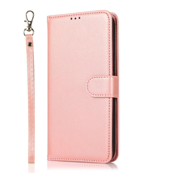 Samsung Galaxy S21 Ultra 5G Calf Texture 2 in 1 Detachable Magnetic Back Cover Horizontal Flip Leather Case with Holder & Card Slots & Wallet & Photo Frame(Rose Gold)