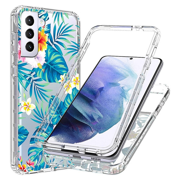 Samsung Galaxy S21+ 5G 2 in 1 High Transparent Painted Shockproof PC + TPU Protective Case(Banana Leaf)