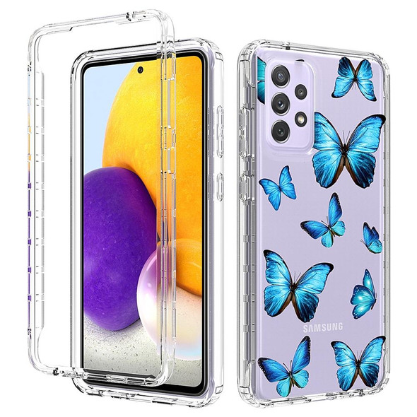 Samsung Galaxy A72 5G / 4G 2 in 1 High Transparent Painted Shockproof PC + TPU Protective Case(Blue Butterfly)