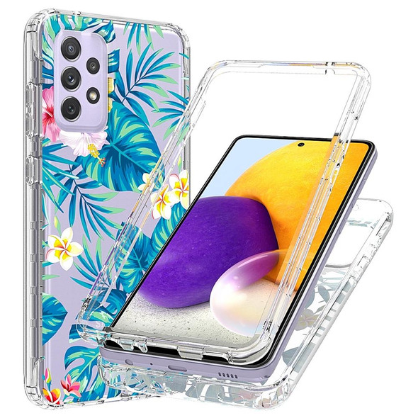 Samsung Galaxy A72 5G / 4G 2 in 1 High Transparent Painted Shockproof PC + TPU Protective Case(Banana Leaf)