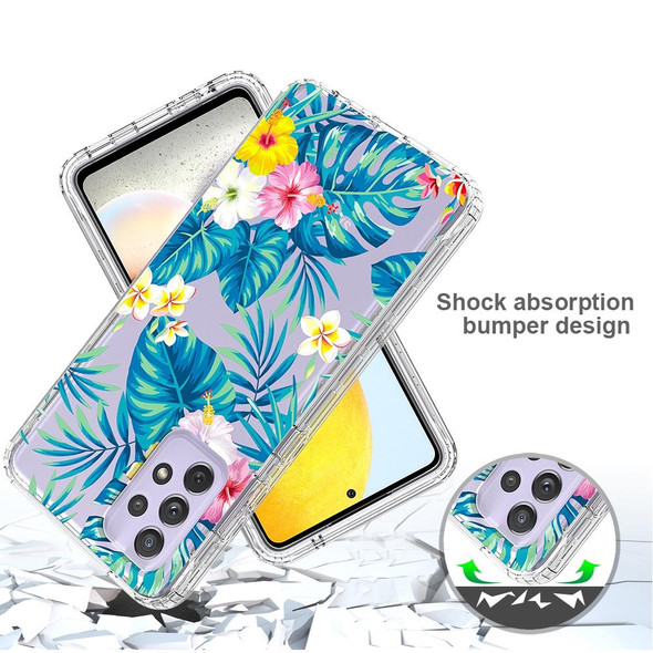 Samsung Galaxy A72 5G / 4G 2 in 1 High Transparent Painted Shockproof PC + TPU Protective Case(Banana Leaf)