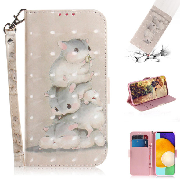 Samsung Galaxy A72 5G / 4G 3D Painted Pattern Magnetic Attraction Horizontal Flip Leather Case with Holder & Card Slot & Wallet & Lanyard(Squirrels)