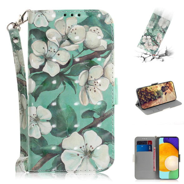 Samsung Galaxy A72 5G / 4G 3D Painted Pattern Magnetic Attraction Horizontal Flip Leather Case with Holder & Card Slot & Wallet & Lanyard(Watercolor Flowers)