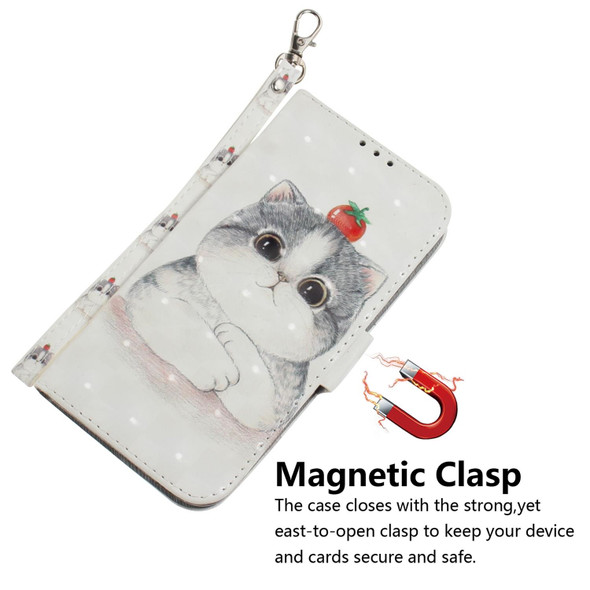 Samsung Galaxy A52 5G / 4G 3D Painted Pattern Magnetic Attraction Horizontal Flip Leather Case with Holder & Card Slot & Wallet & Lanyard(Cute Cat)